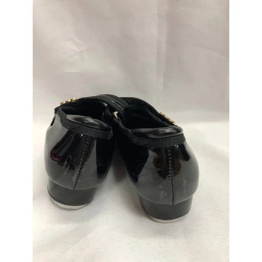 Pre-Owned Dance Dance Tap Shoes Stelle Child 12M Mary Jane easy Strap Black